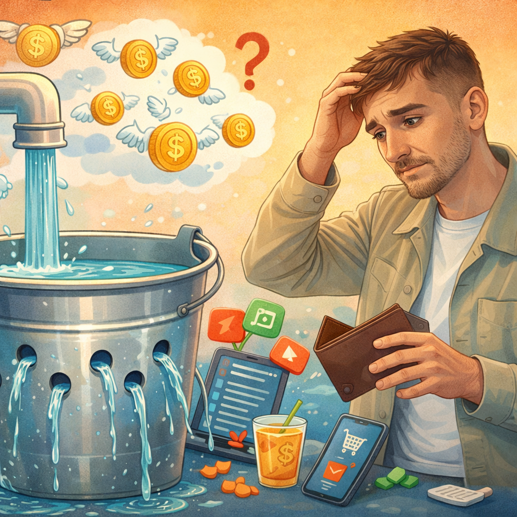 Metáfora del cubo de agua con fugas